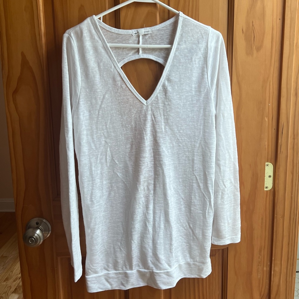 White Threads 4 Thought Long Sleeve, Open Back, Yoga Shirt - Size Medium